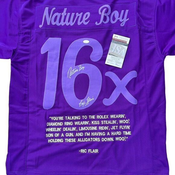 Ric Flair Signed Autographed Custom Purple Stats Jersey JSA WWF Pro Wrestling - Picture 5 of 8